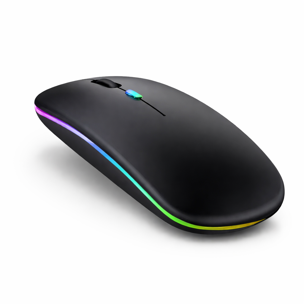 Ultra-Slim RGB Wireless Mouse – Silent Click & Rechargeable Design